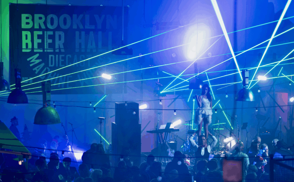 Corporate Halloween event for Clint at Apadmi with zombie performers and immersive lighting production 