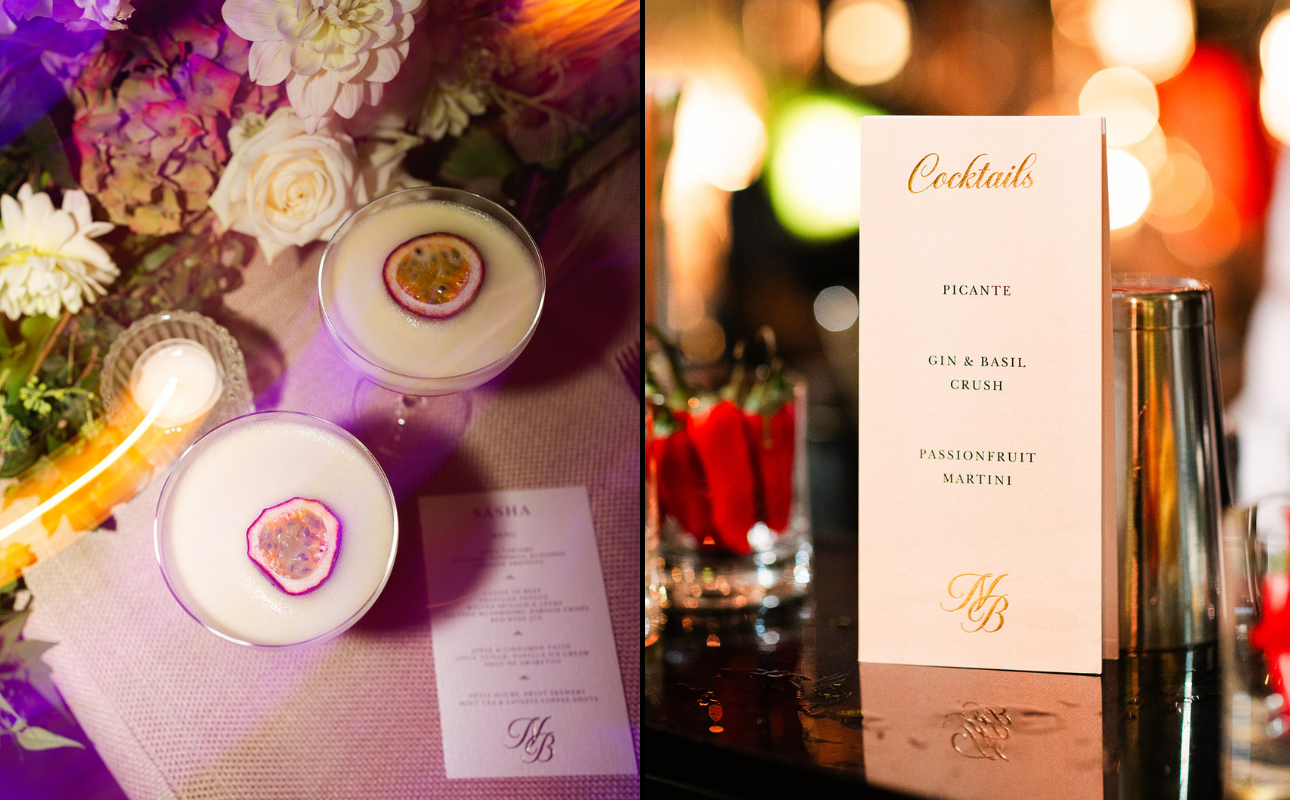 wedding cocktails and wedding cocktail meny